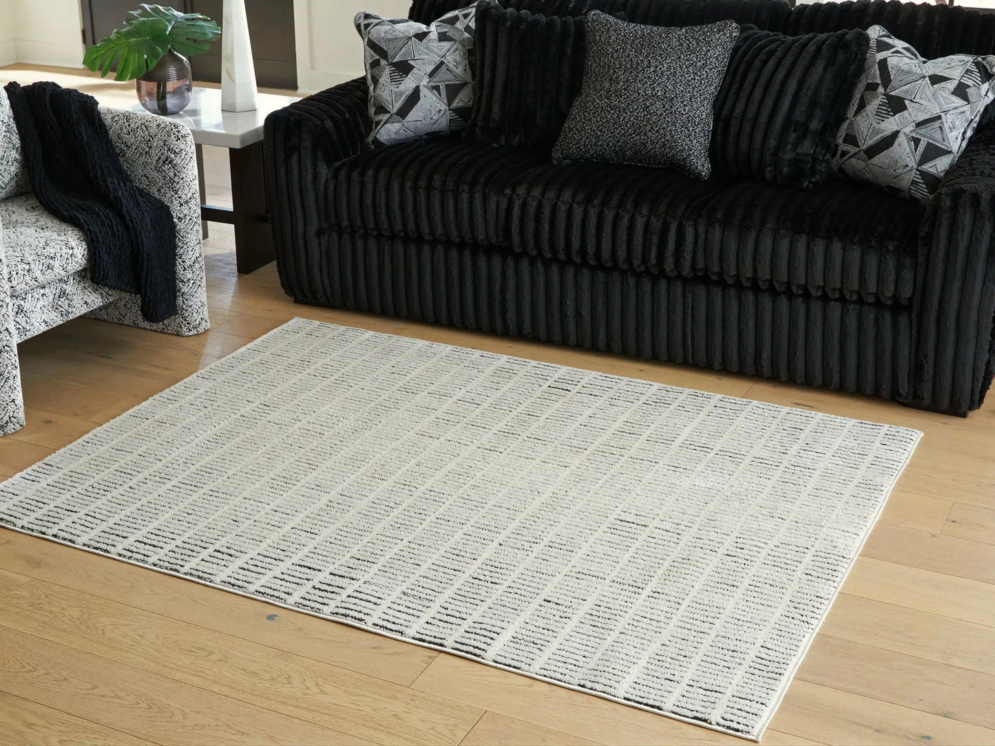 Turinwith Rug Ivory and Black Stripe Area Rug
