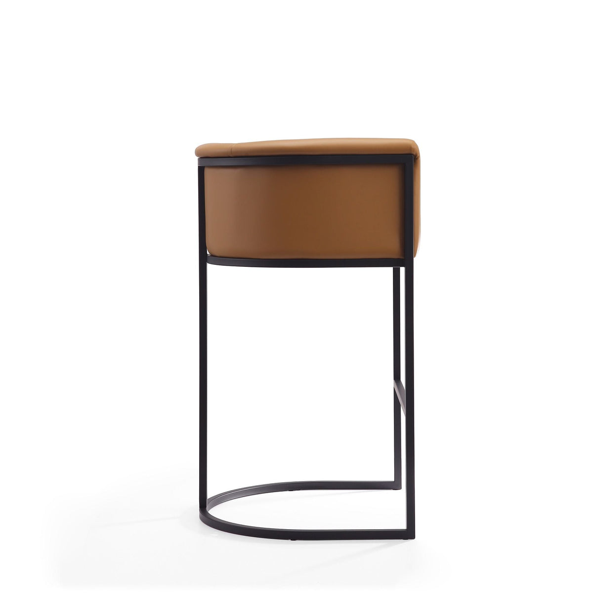 Cosmopolitan Stool tan upholstered seat with black metal frame, counter-height 24–27 in on Tampa Home & Garden Store