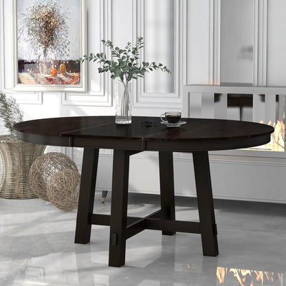 Gia round extendable dining table with 16in leaf in dark wood Unique Piece Furniture on Tampa Home & Garden Store