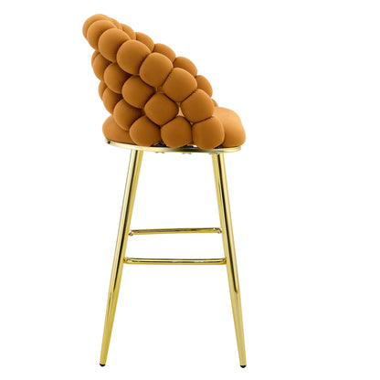 Ball Chain Bubble Tufted Bar Chairs Set Of Two