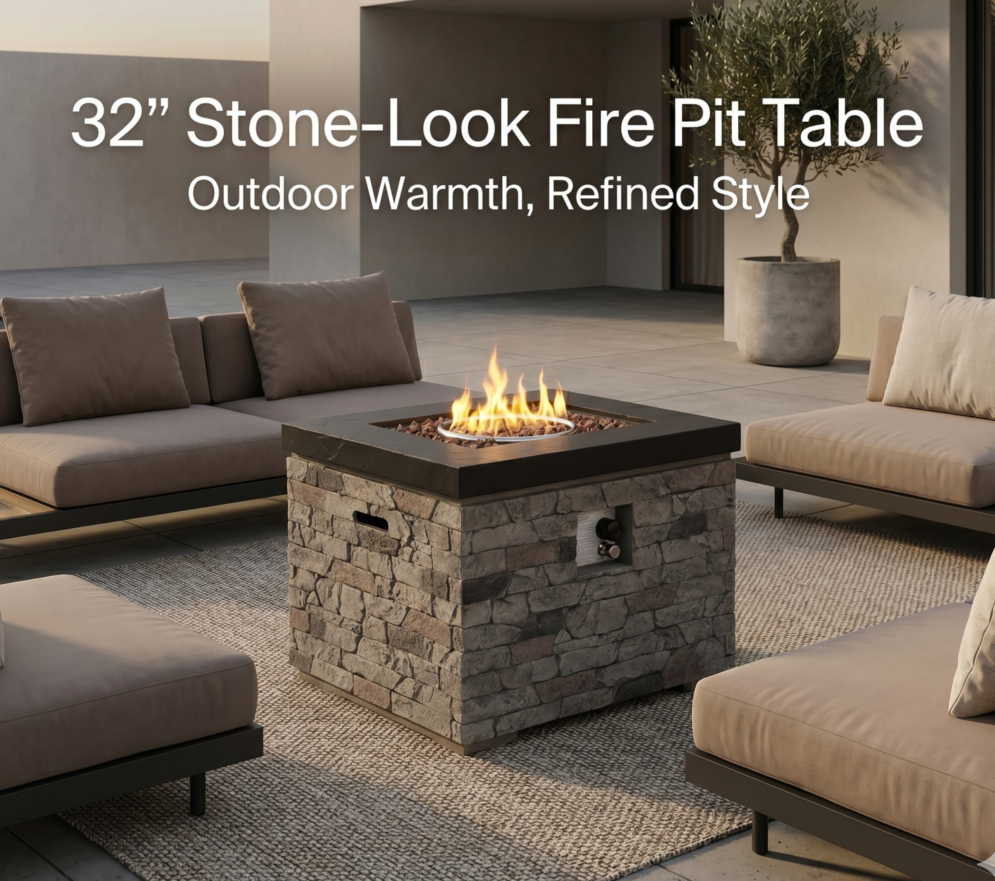 32 Inch Outdoor Propane Fire Pit Table for Patio