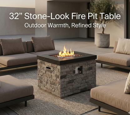 32 Inch Outdoor Propane Fire Pit Table for Patio
