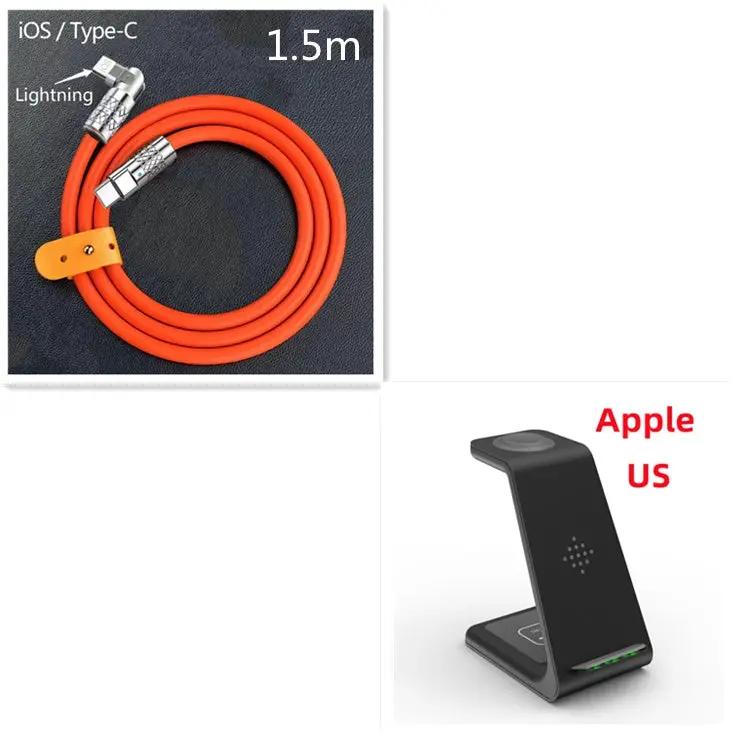 3-in-1 charging station wireless charger with orange 1.5m USB-C/Lightning cable and Apple stand on Tampa Home & Garden Store