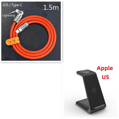 3-in-1 charging station wireless charger with orange 1.5m USB-C/Lightning cable and Apple stand on Tampa Home & Garden Store