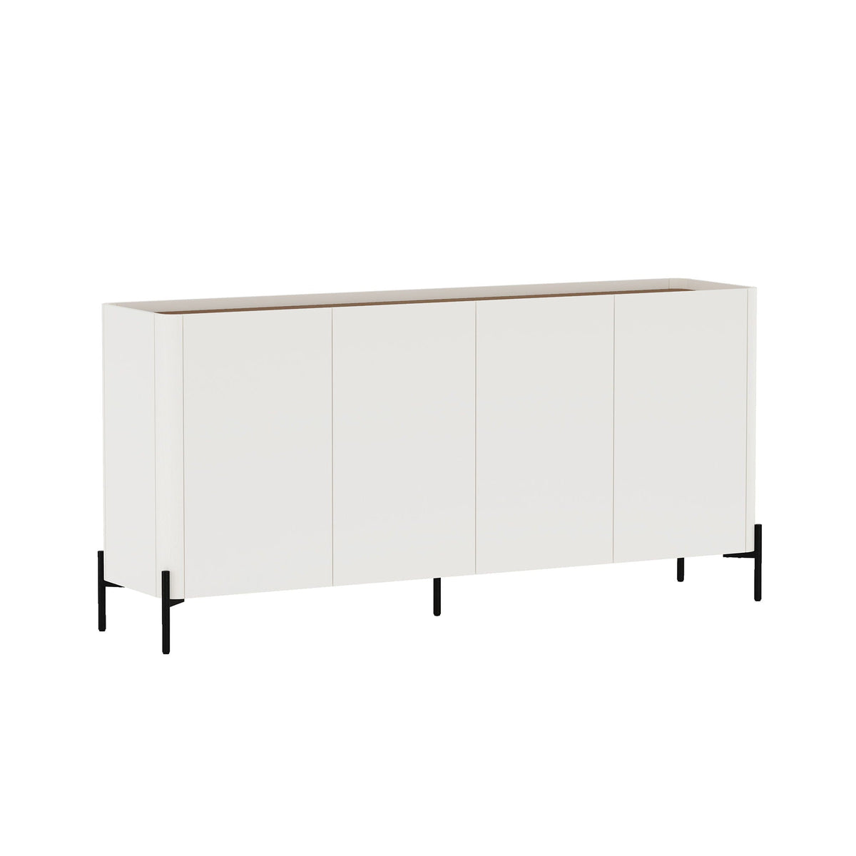 Abbey Sideboard with Adjustable Shelves white finish, light brown interior, cabinet on black legs on Tampa Home & Garden Store