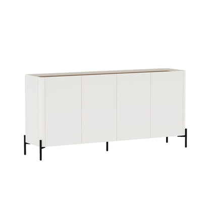 Abbey Sideboard with Adjustable Shelves white finish, light brown interior, cabinet on black legs on Tampa Home & Garden Store