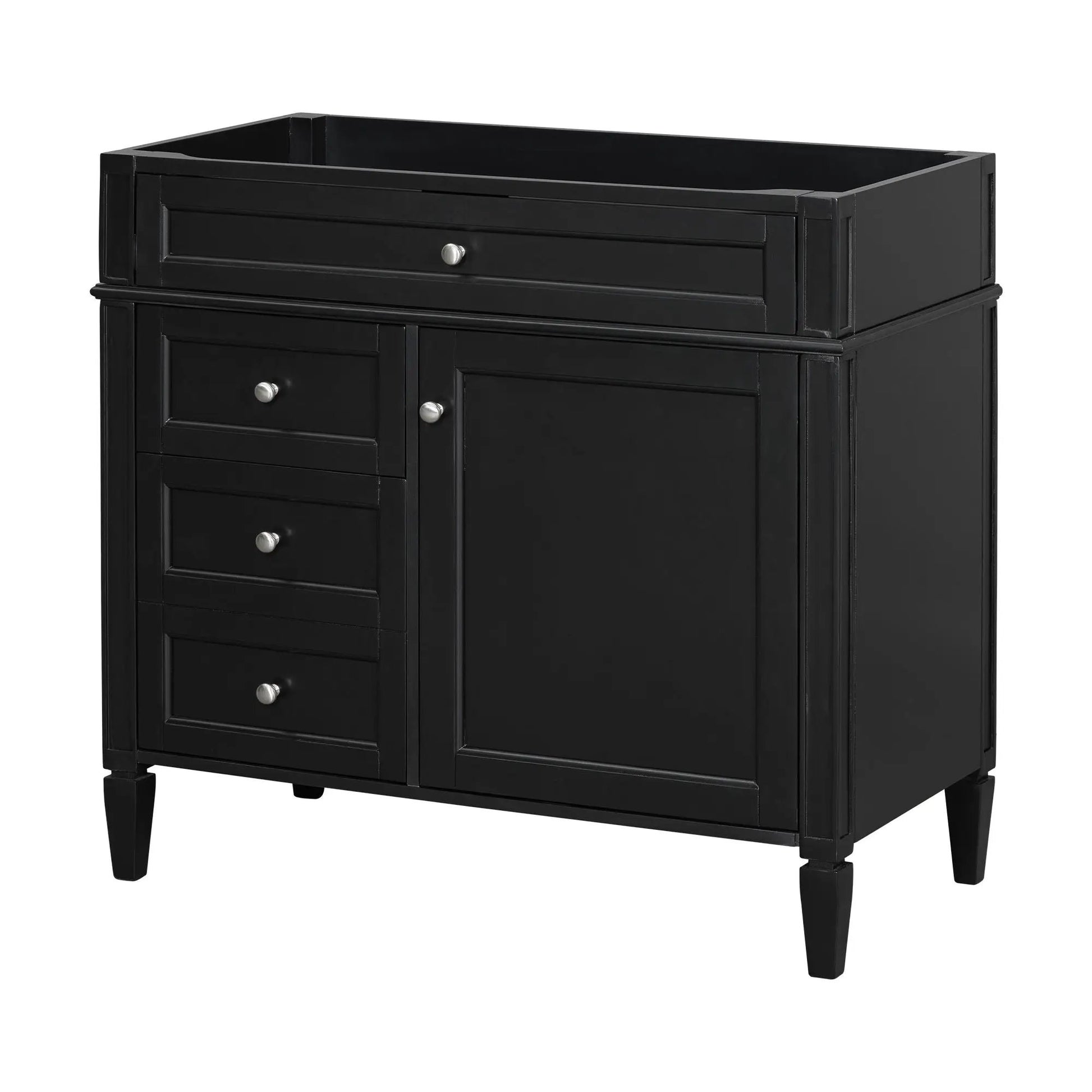Bathroom vanity base with 2 drawers and tip-out drawer, black finish, storage cabinet on Tampa Home & Garden Store