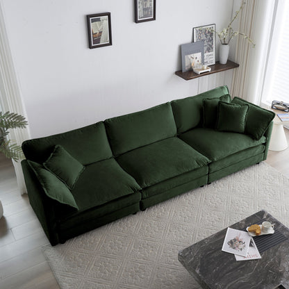 Mid-Century Modern 3-Seater Sofa in green chenille upholstery HouseOfZazla stationary sofa on Tampa Home & Garden Store