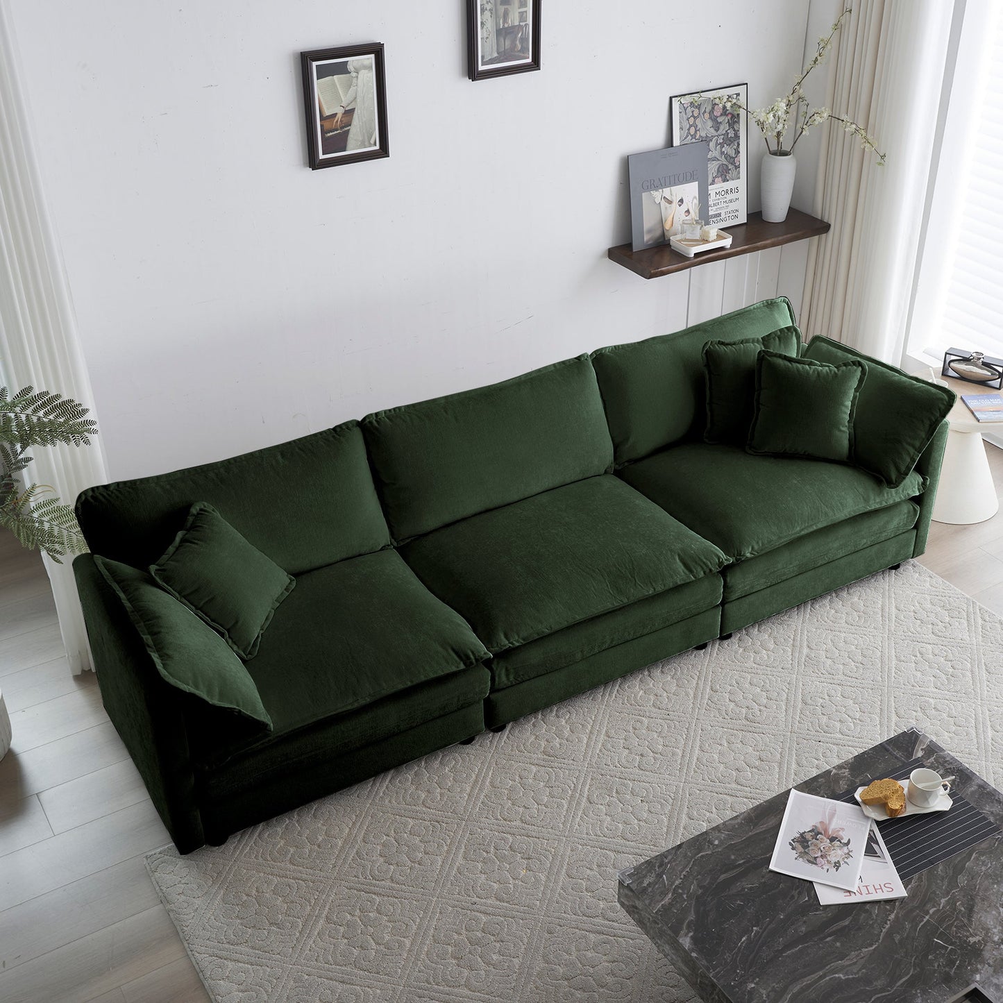 2-Piece Upholstered Sectional Sofa Set in Green Chenille, versatile living room seating on Tampa Home & Garden Store