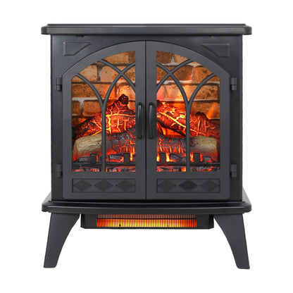3D Flame Electric Infrared Quartz Fireplace Stove Antique Black HouseOfZazla with brick interior on Tampa Home & Garden Store
