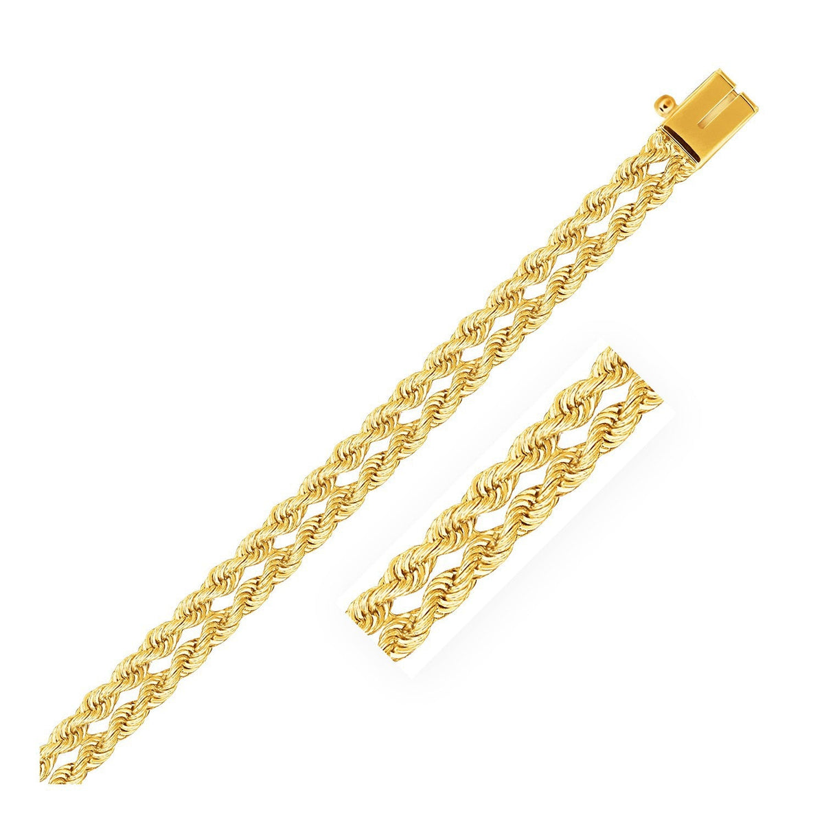 Bracelet 5.0 mm 14k yellow gold dual-row rope by Bids.com with secure box clasp, two shown on Tampa Home & Garden Store