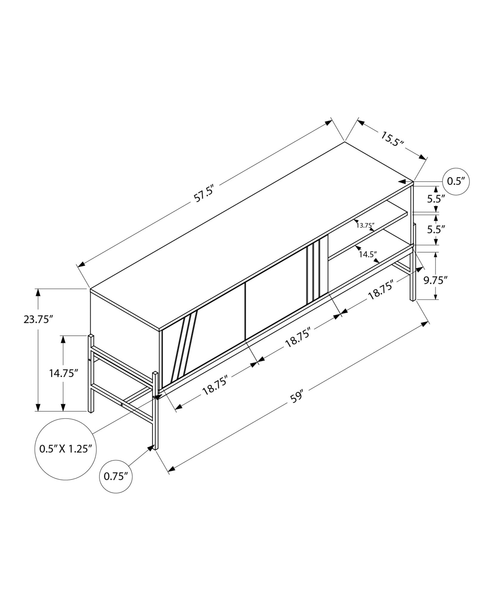Contemporary 60-Inch TV Stand Console with Storage Cabinet blueprint by HouseOfZazla on Tampa Home & Garden Store