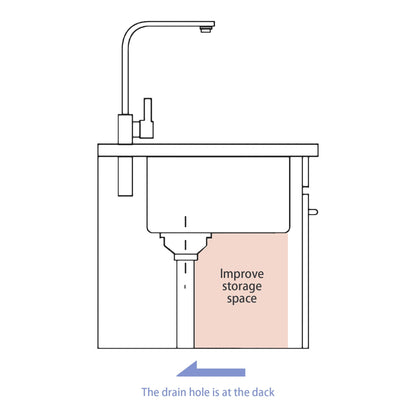 HouseOfZazla undermount stainless steel kitchen sink, 16 gauge, deep single bowl line drawing on Tampa Home & Garden Store
