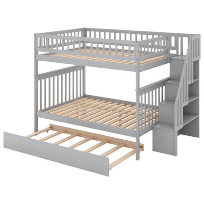 Bunk bed with staircase, gray metal frame and slatted beds by HouseOfZazla on Tampa Home & Garden Store