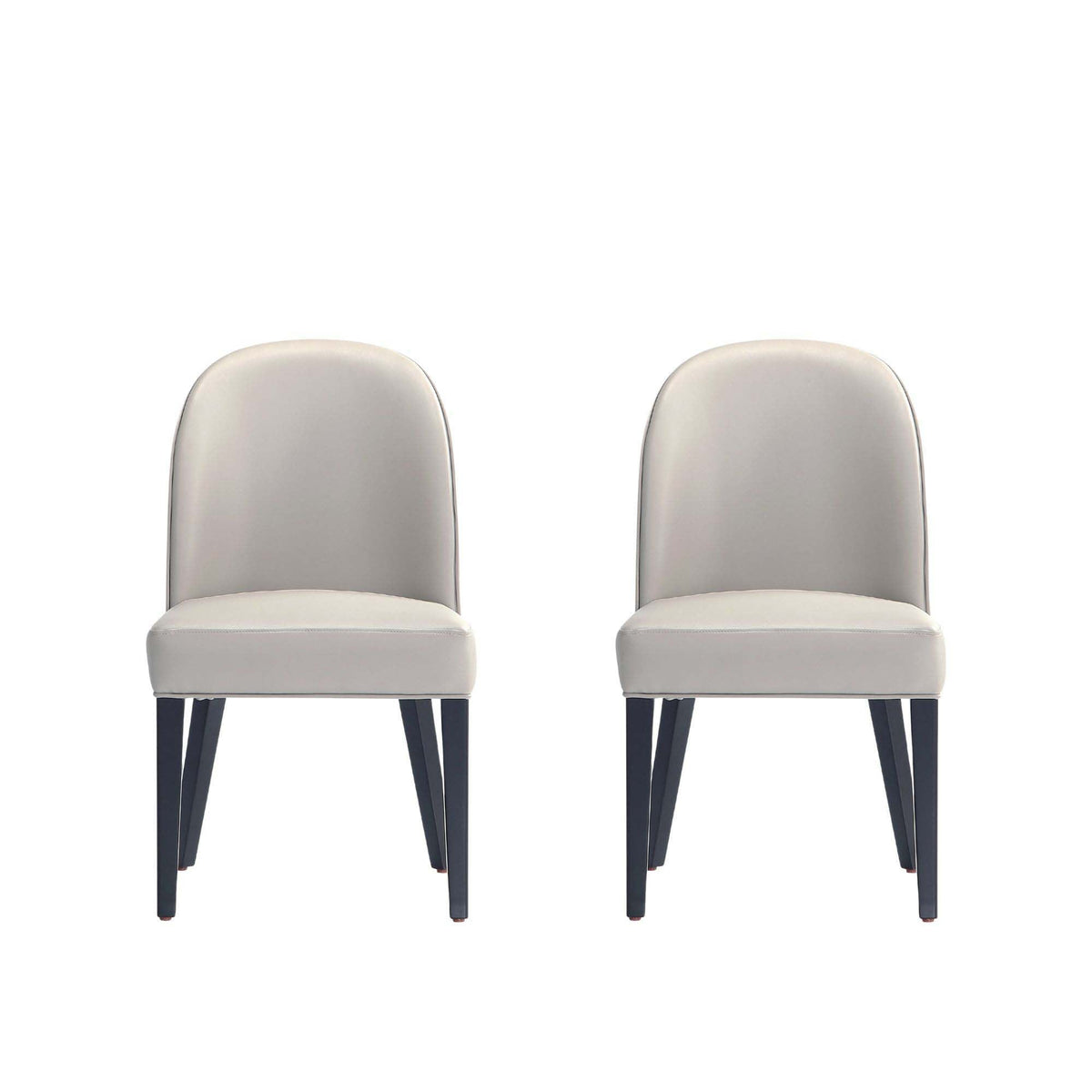 Dining chair set of 2 with gray upholstered seats and backs, dark tapered legs on Tampa Home & Garden Store
