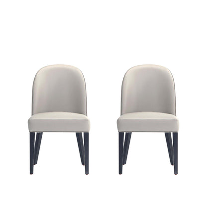 Dining chair set of 2 with gray upholstered seats and backs, dark tapered legs on Tampa Home & Garden Store