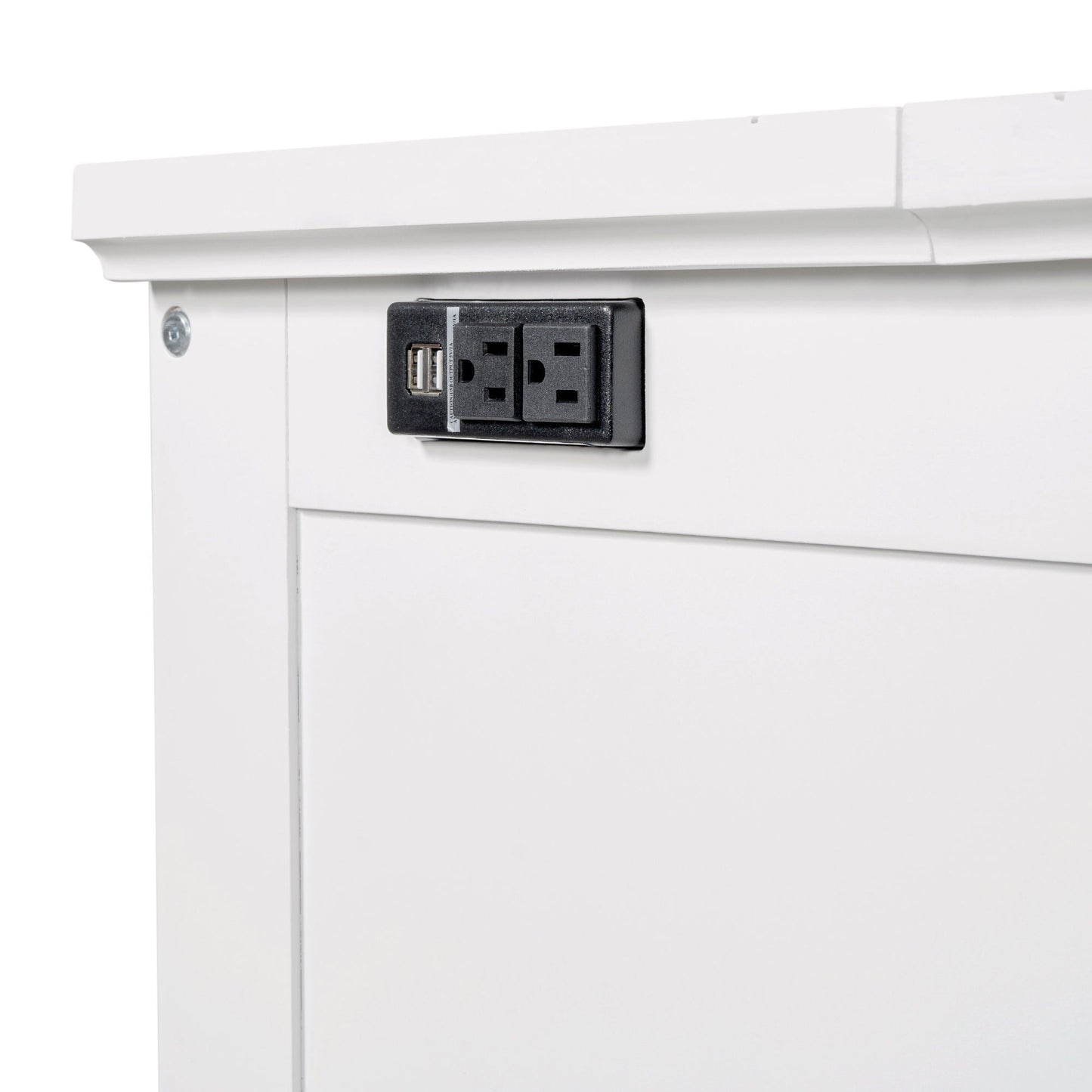 Solid pine Murphy bed chest cube cabinet in white with built-in USB charging outlet on Tampa Home & Garden Store