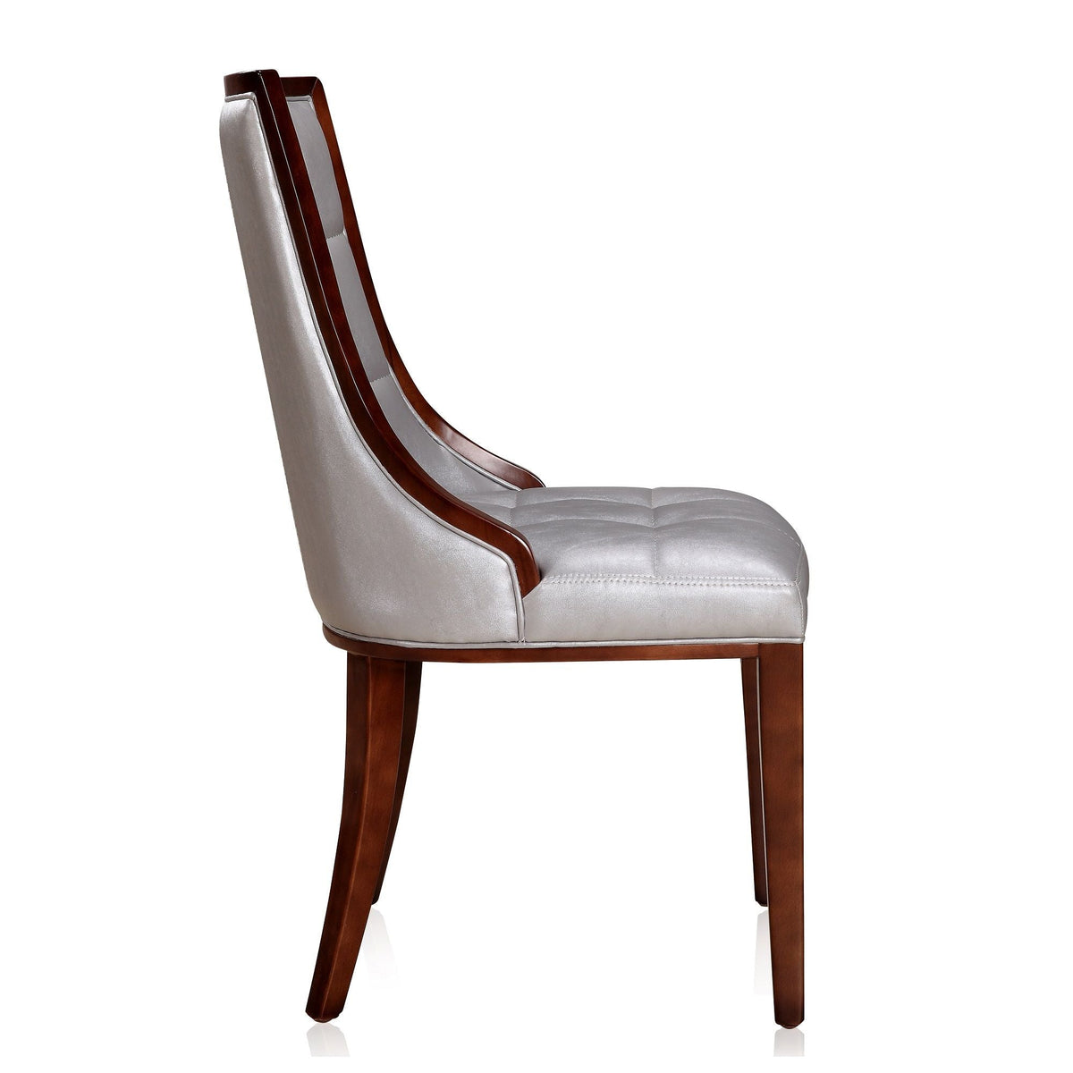 Fifth Avenue dining chair set of 2, gray upholstery with dark wood frame on Tampa Home & Garden Store