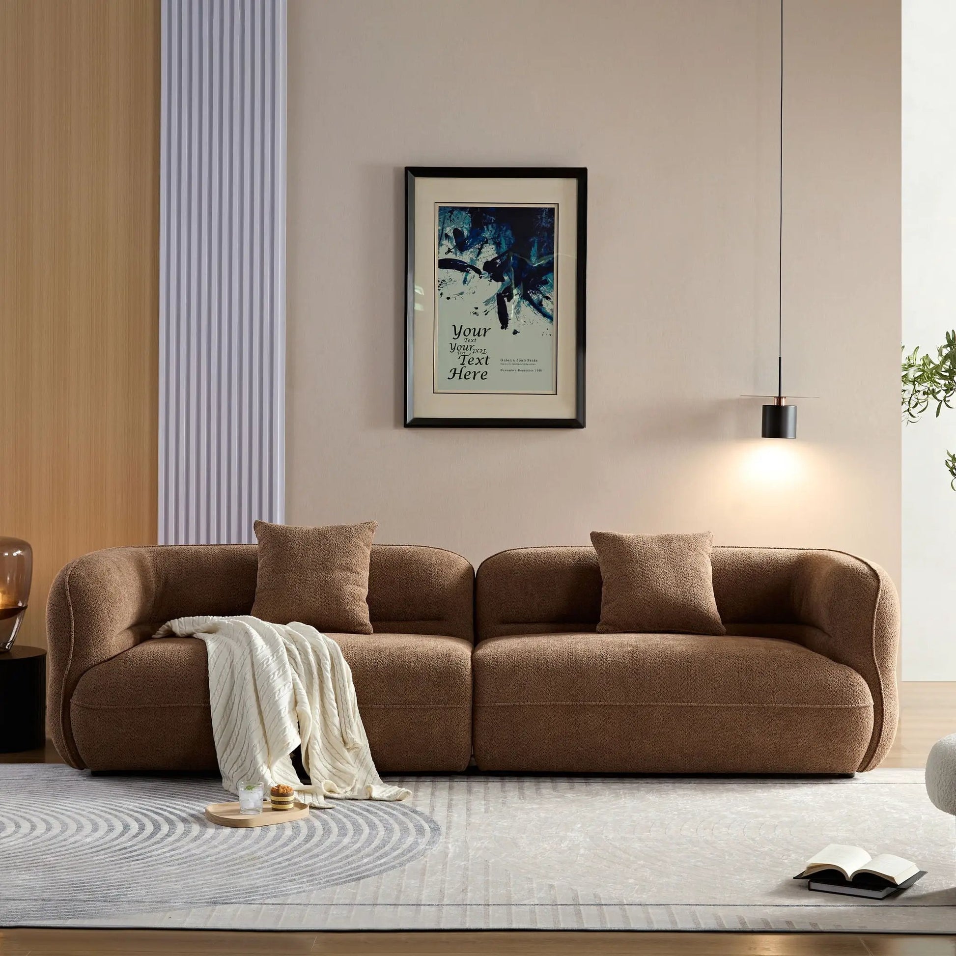 Sectional sofa Unique Piece Furniture brown fabric solid wood frame high density sponge fill on Tampa Home & Garden Store