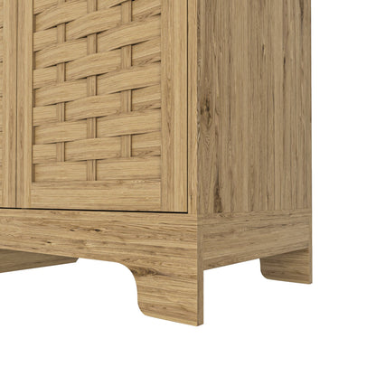Storage cabinet with 3 doors, natural oak finish and woven rattan panel, HouseOfZazla on Tampa Home & Garden Store