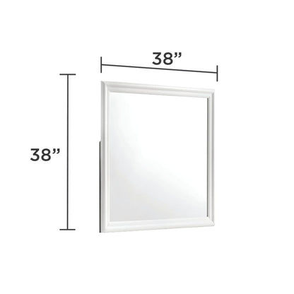 White framed square wall mirror, 38x38 inches, modern smooth finish on Tampa Home & Garden Store