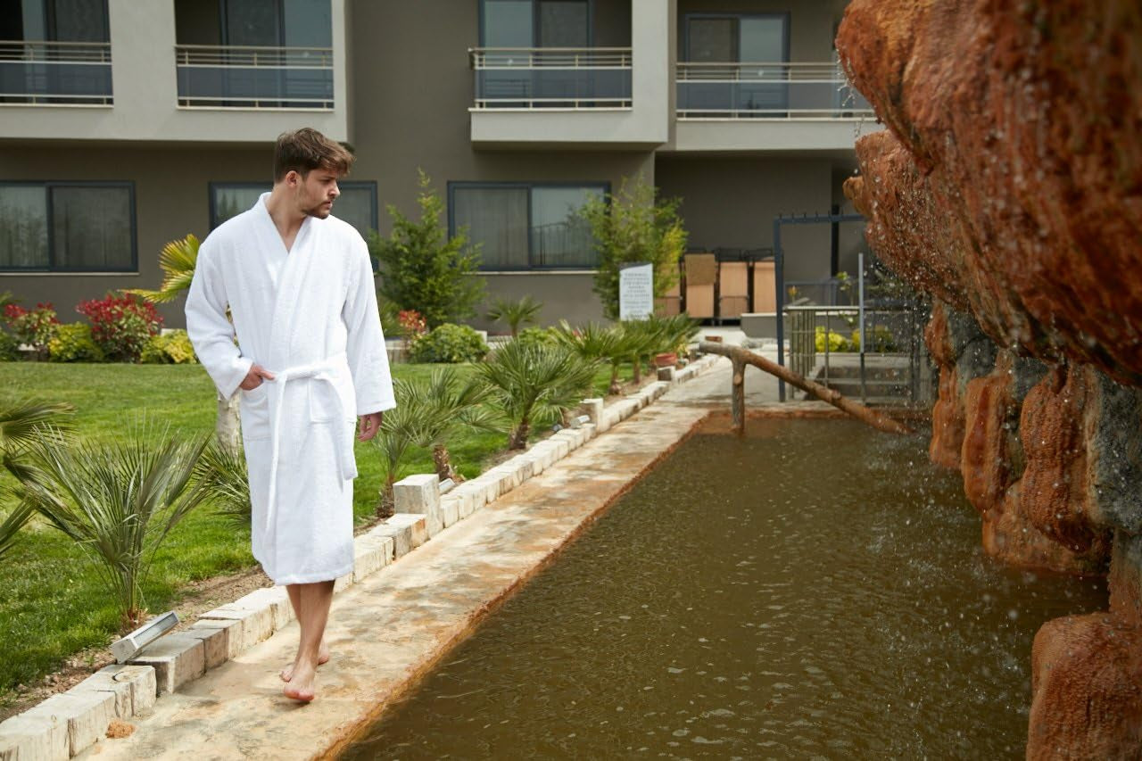 Bagno Milano Men’s 100% Organic Turkish Cotton Terry Bathrobe – Certified Soft, Absorbent, Kimono-Style Robe for Spa & Lounge