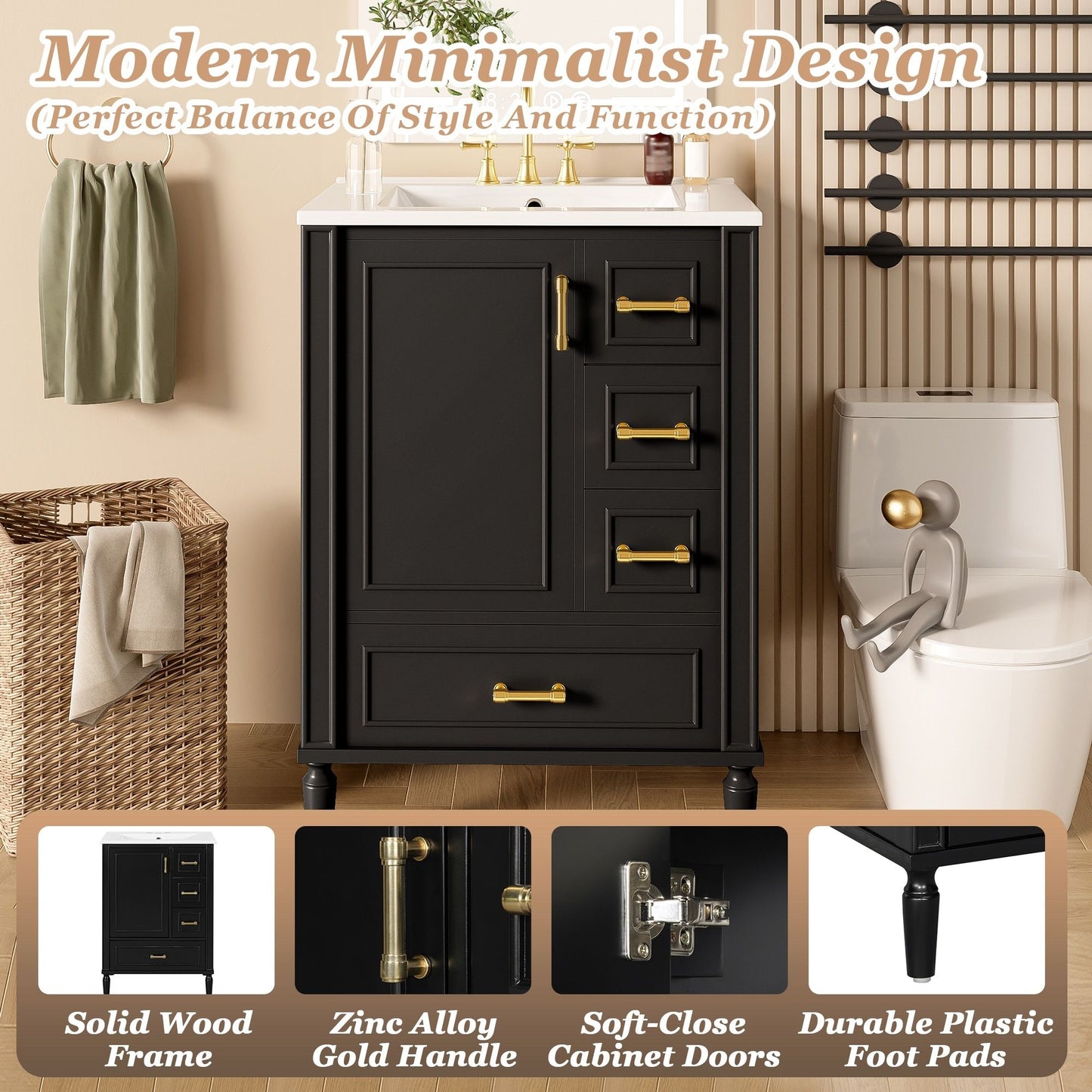 Traditional Bathroom Vanity With Soft Close Doors