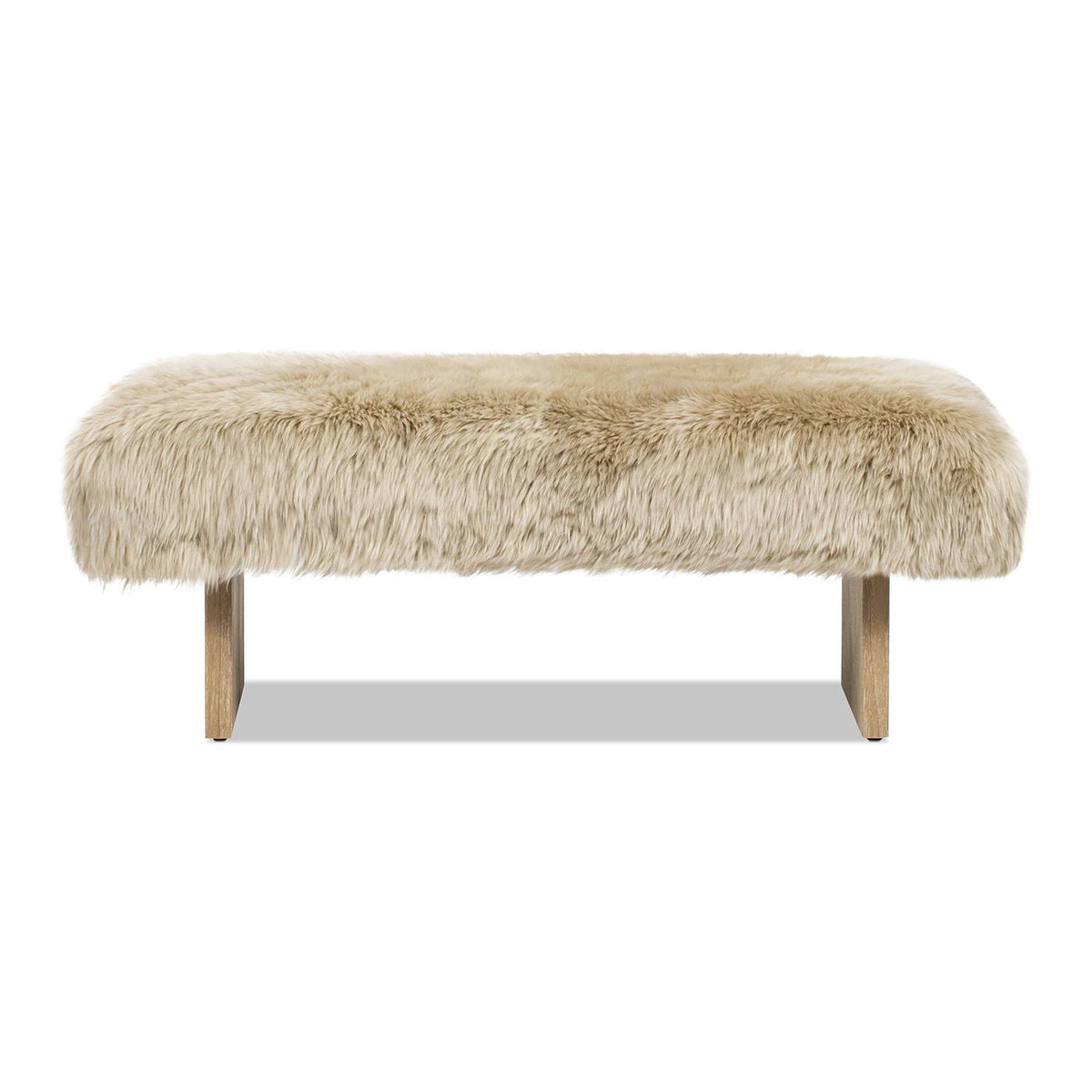 Rectangular accent bench natural blonde sheepskin fur upholstery, HouseOfZazla on Tampa Home & Garden Store