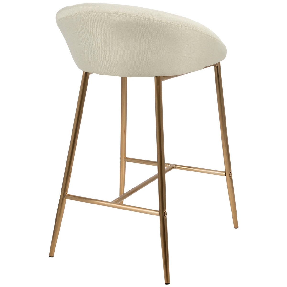 Glam counter stool curved beige fabric upholstered seat with gold metal legs by HouseOfZazla on Tampa Home & Garden Store
