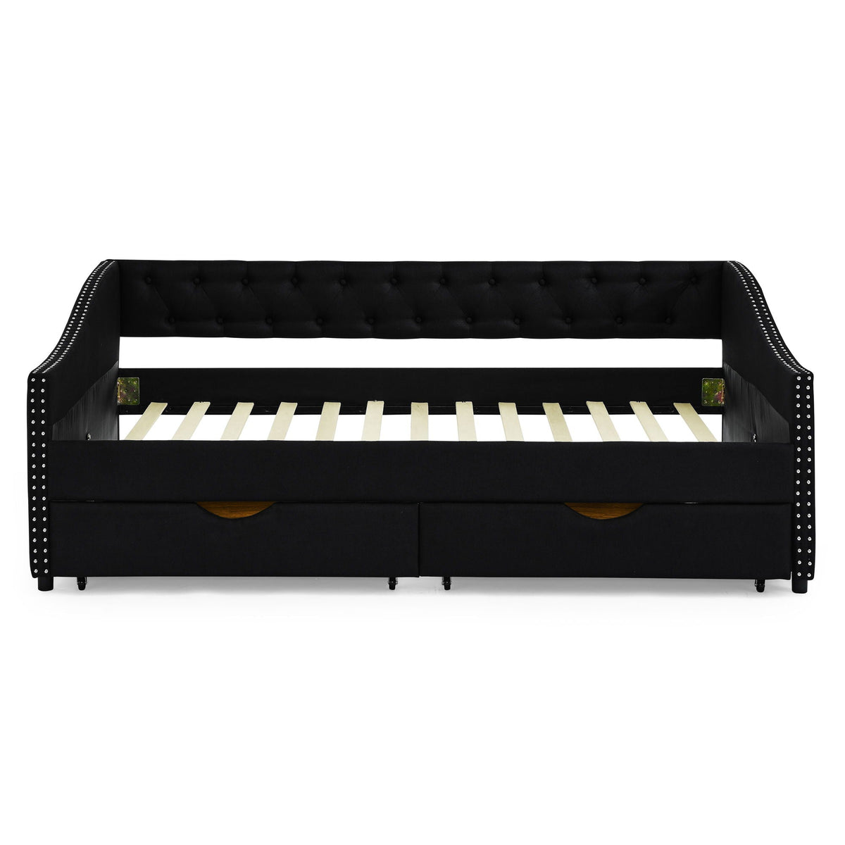 Upholstered Tufted Daybed with Storage Drawers