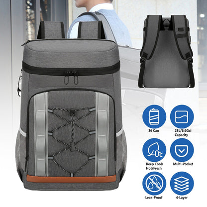 GemGear cooler backpack gray with 36-can capacity, leakproof insulation on Tampa Home & Garden Store