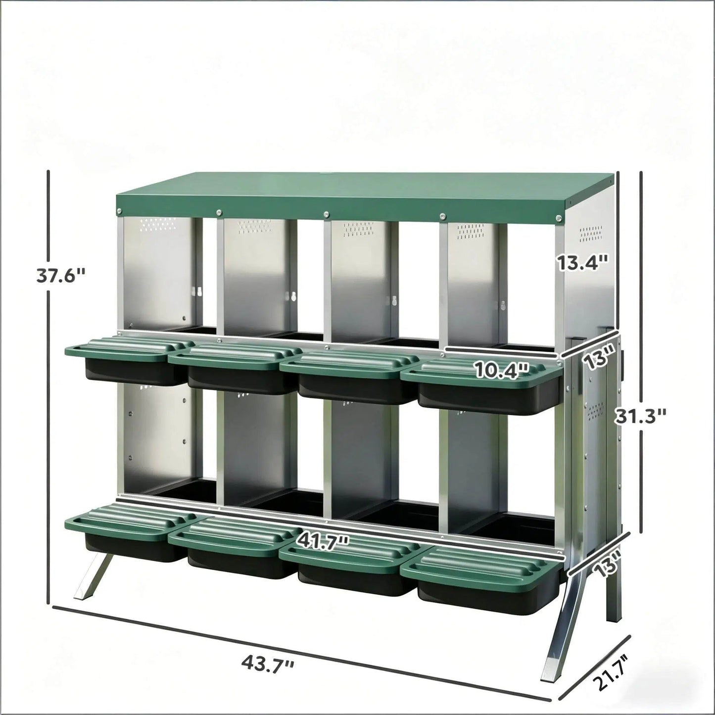 Egg Laying Boxes metal nesting station with green top and chicken nests HouseOfZazla on Tampa Home & Garden Store