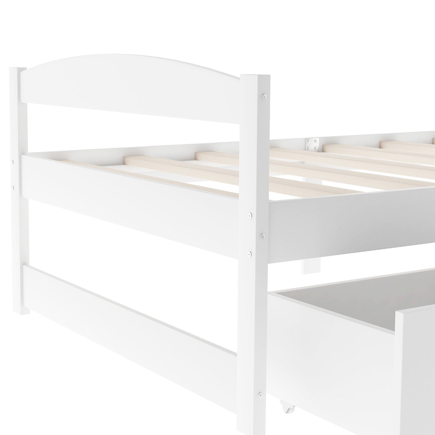 Platform bed with 2 drawers, white finish, slatted base HouseOfZazla on Tampa Home & Garden Store