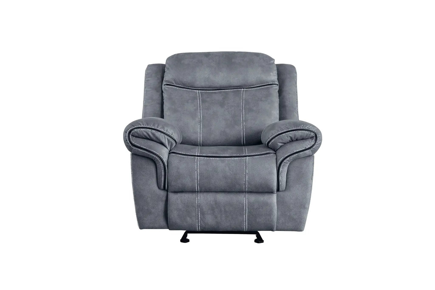 Zubaida Two Tone Glider Recliner gray fabric with contrast stitching Unique Piece Furniture on Tampa Home & Garden Store
