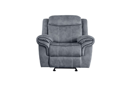 Zubaida Two Tone Glider Recliner gray suede-like upholstery by HouseOfZazla Glider Chairs on Tampa Home & Garden Store