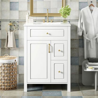 Elegant Bathroom Vanity Ceramic Sink and Drawers