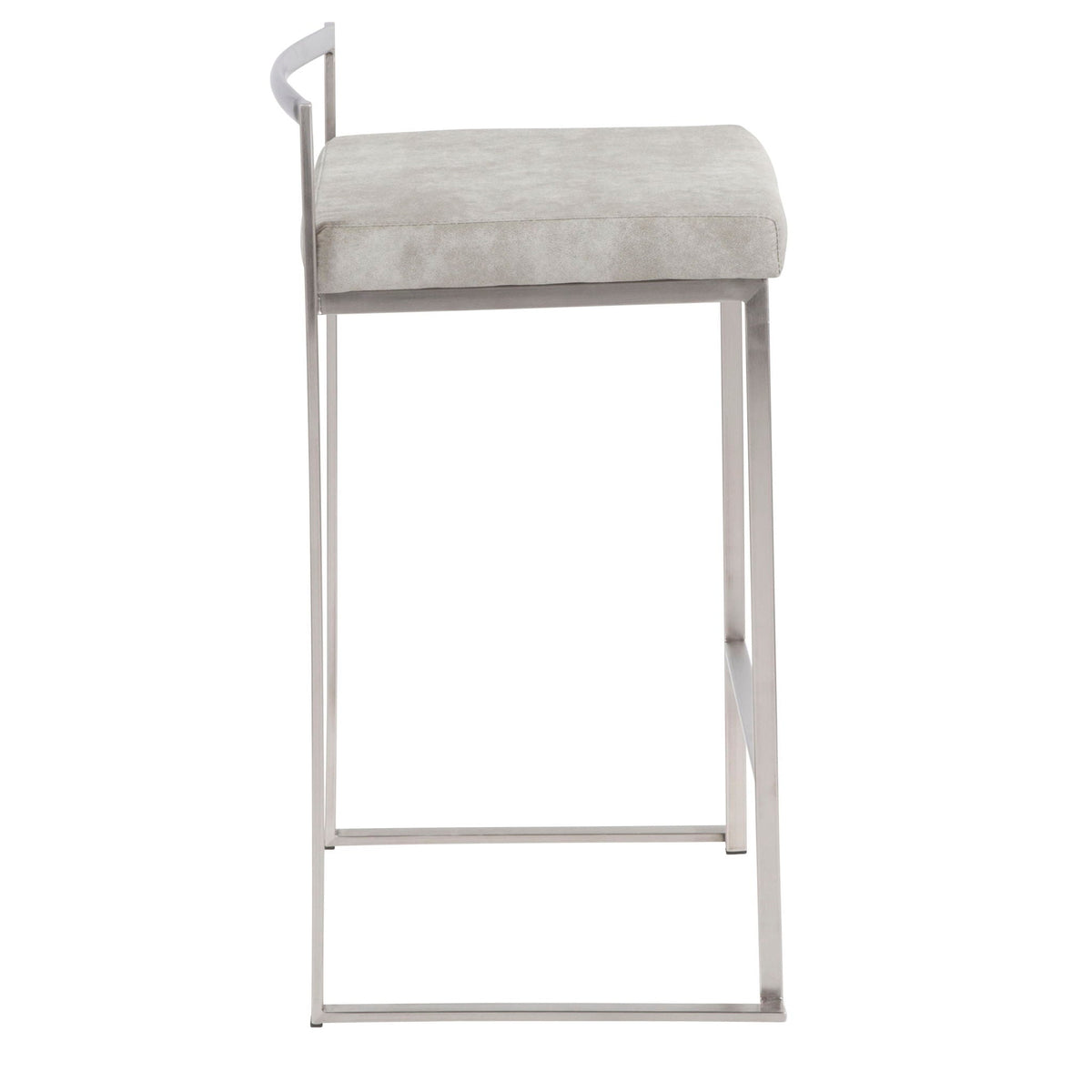 Contemporary stackable counter stool with padded gray seat and chrome frame HouseOfZazla on Tampa Home & Garden Store