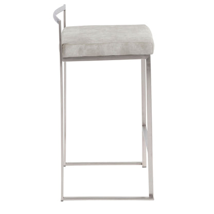 Contemporary stackable counter stool with padded gray seat and chrome frame HouseOfZazla on Tampa Home & Garden Store