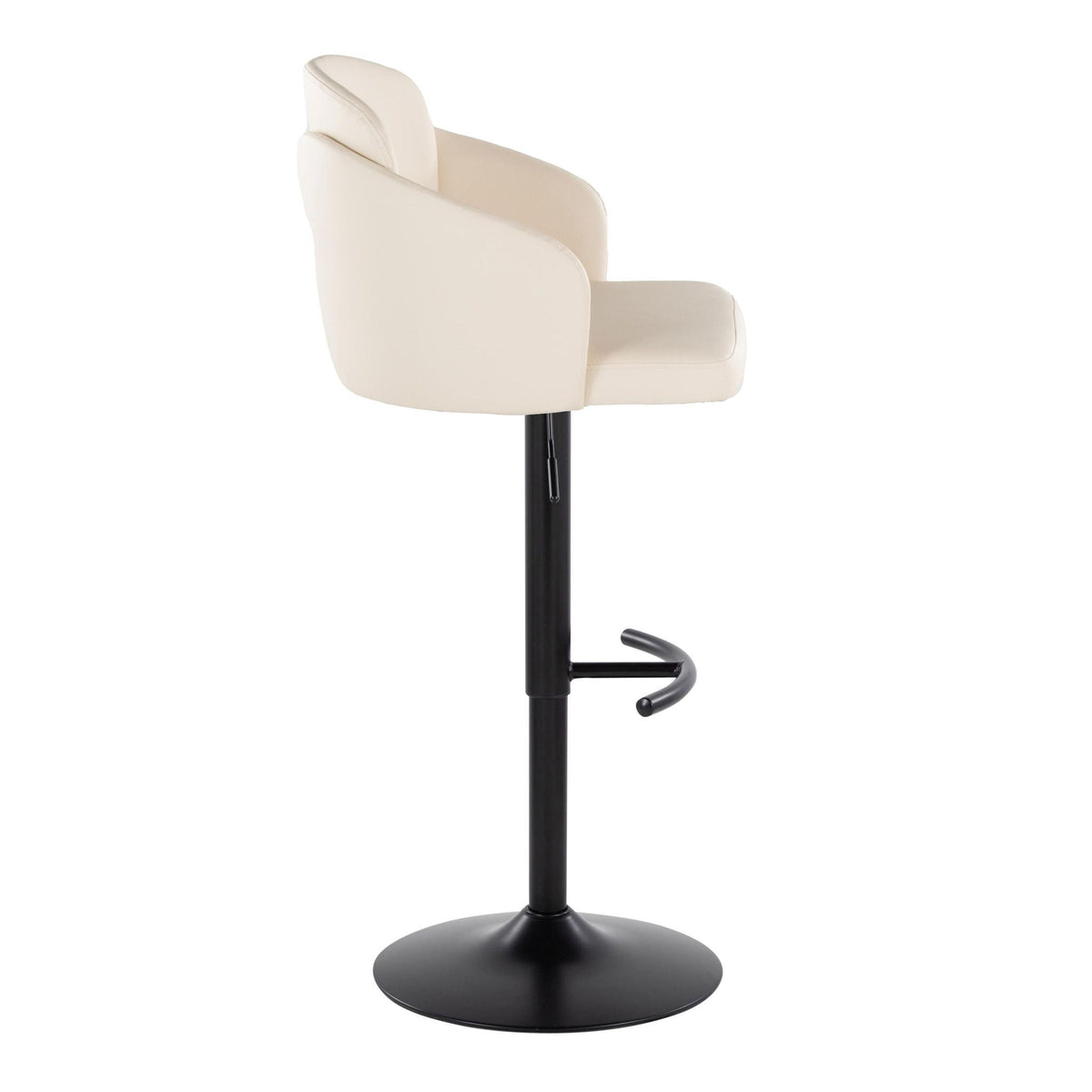 Contemporary adjustable barstool with swivel and rounded T-footrest, cream upholstery on Tampa Home & Garden Store