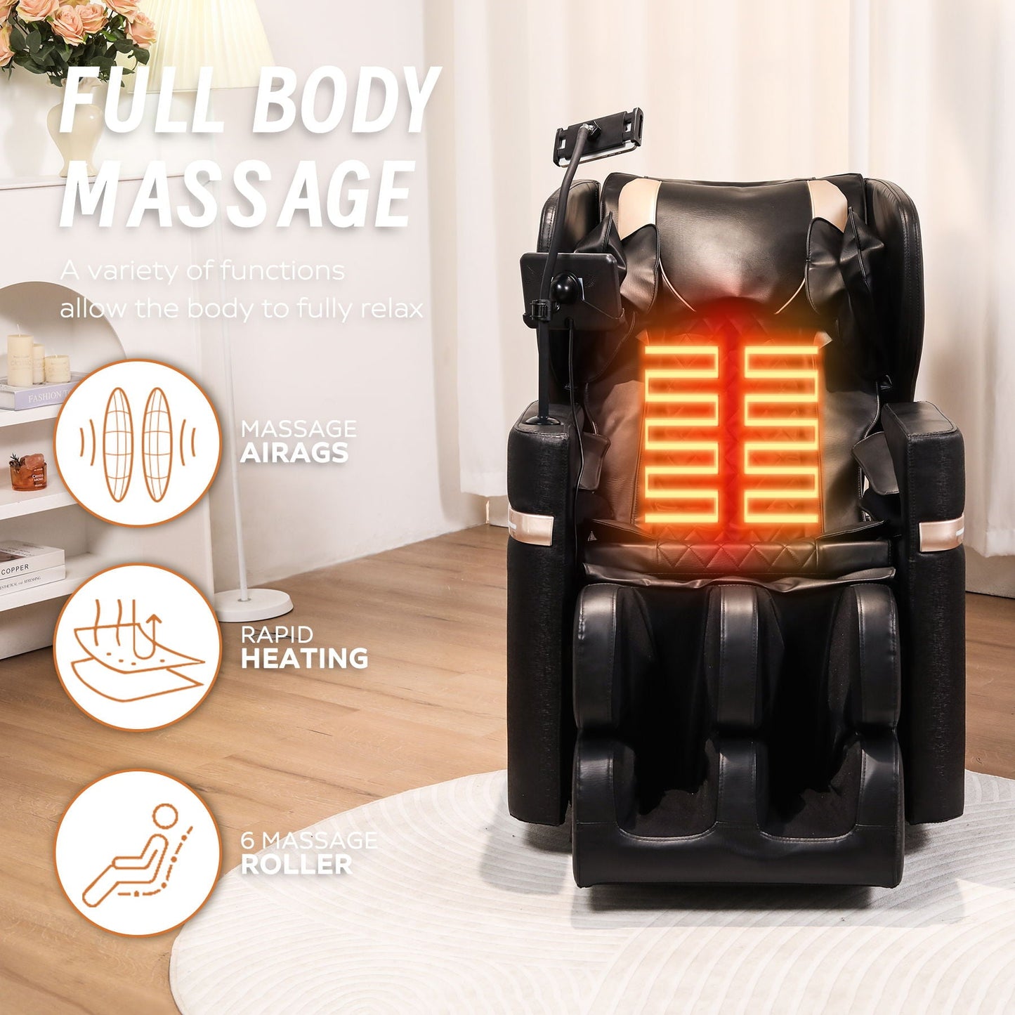 Massage chair recliner by HouseOfZazla, black with zero gravity and full body air pressure on Tampa Home & Garden Store