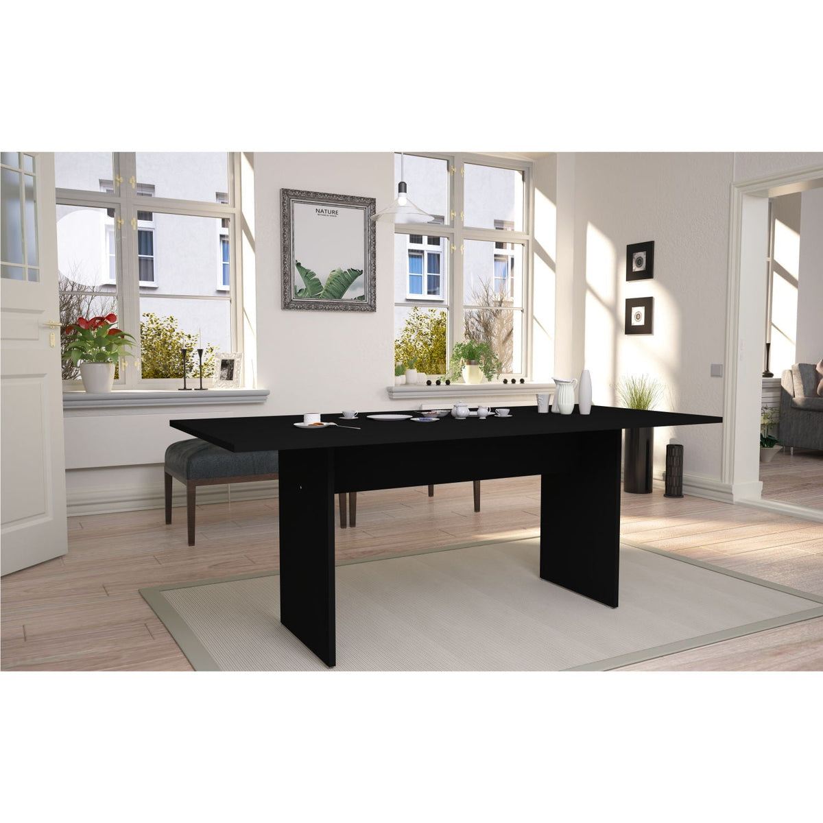 Nomad Dining Table by HouseOfZazla in Protouch wood-grain finish, black modern table on Tampa Home & Garden Store