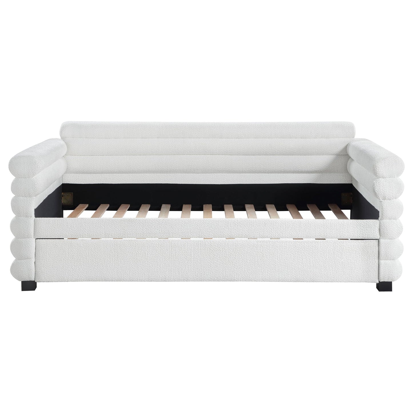 Fandango upholstered twin day bed with trundle in white fabric by HouseOfZazla on Tampa Home & Garden Store