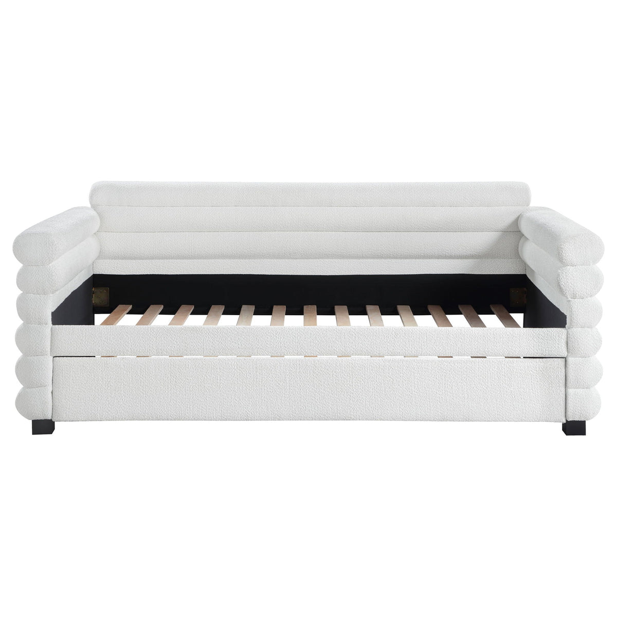Fandango upholstered twin day bed with trundle in white fabric by HouseOfZazla on Tampa Home & Garden Store