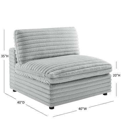 Gray armless slipper chair with plush cushion in textured fabric, 40W, HouseOfZazla on Tampa Home & Garden Store