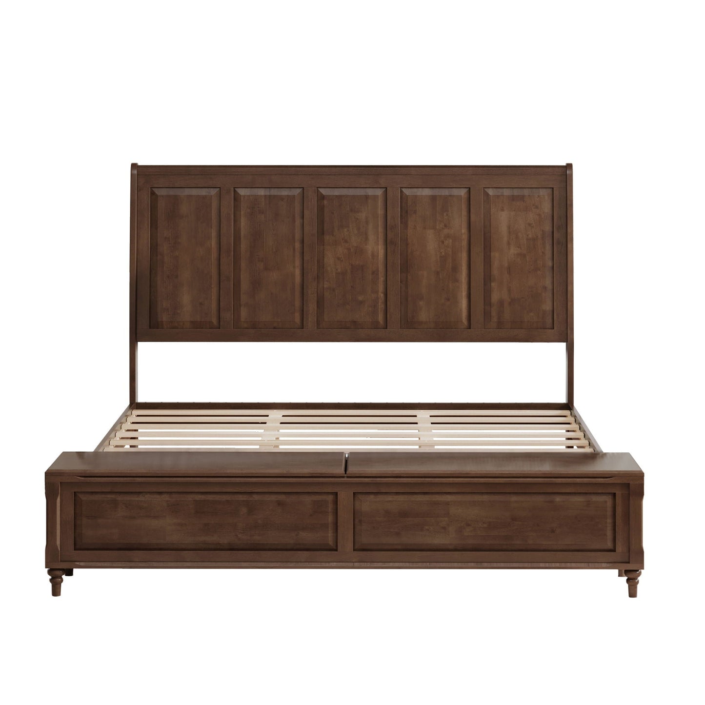 Modern Sleigh Bed with Tall Headboard and Bench