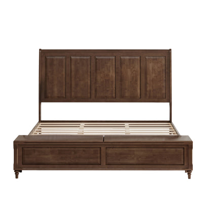 Modern Sleigh Bed with Tall Headboard and Bench