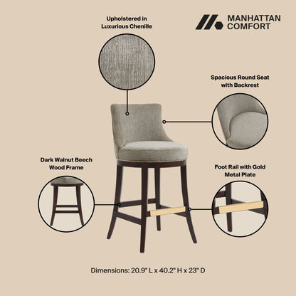 Bar Height Barstool with Backrest beige seat, dark walnut wood frame by HouseOfZazla on Tampa Home & Garden Store