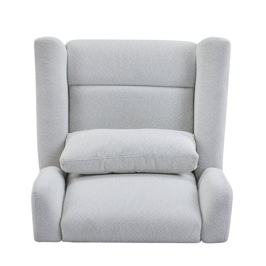 Power Recliner Chair Swivel Upholstered 360° Swivel Recliner by HouseOfZazla gray fabric on Tampa Home & Garden Store
