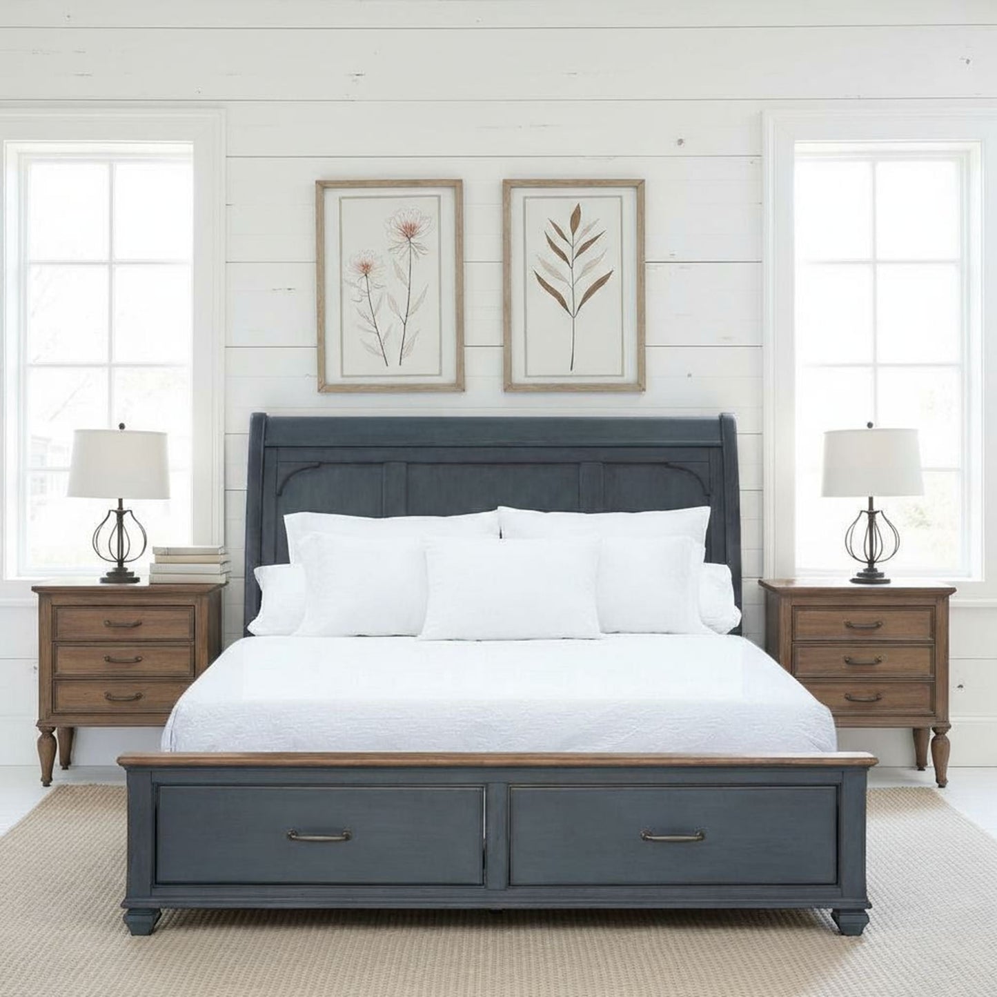 King Sleigh Bed USB Ports and Storage Drawers