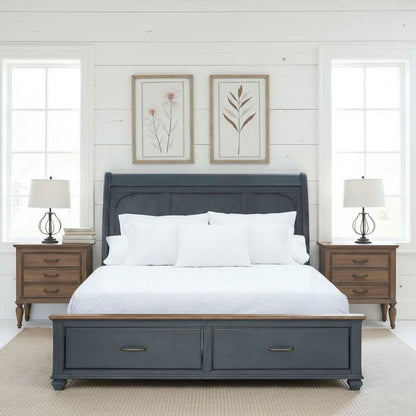 King Sleigh Bed USB Ports and Storage Drawers